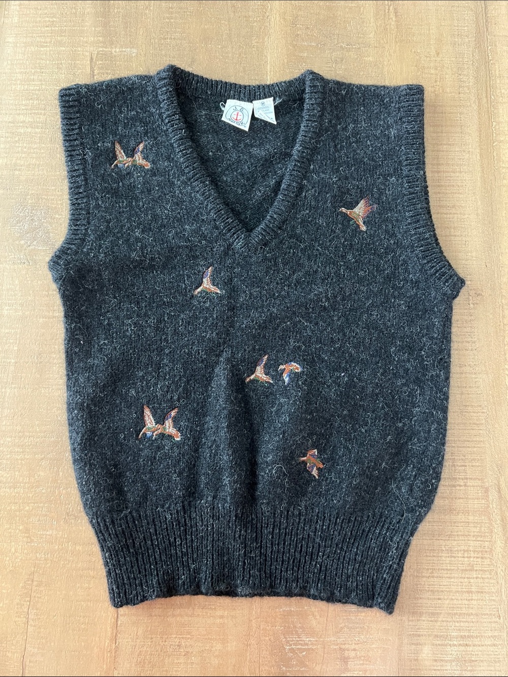 Vintage JG Hook Embroidered Duck Hunting Wool Sweater Vest